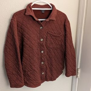 Small Red Eddie Bauer Quilted Shirt Jacket